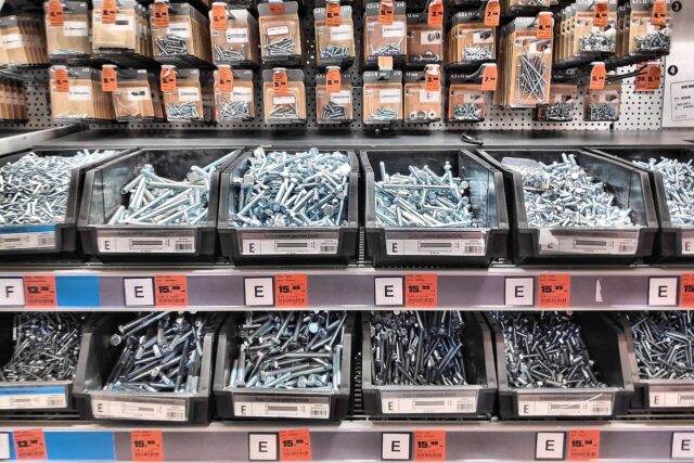 Home improvement hardware retail store shelves, illustrating SACO sector