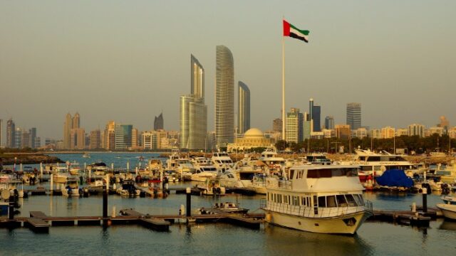 Abu Dhabi skyline from the Breakwater marina Abu Dhabi skyline from the Breakwater marina