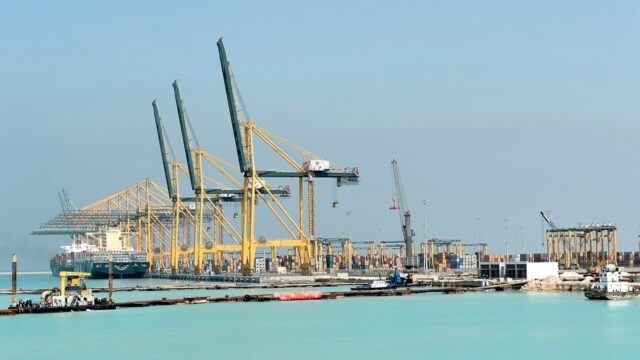 Container cranes at King Abdullah Port in Saudi Arabia Container cranes at King Abdullah Port in Saudi Arabia