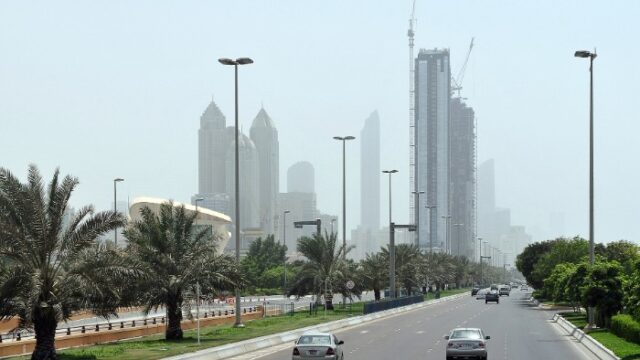 Abu Dhabi towers along the Corniche road