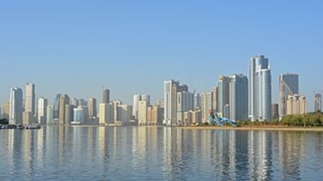 Sharjah skyline across Khalid Lagoon Sharjah skyline across Khalid Lagoon