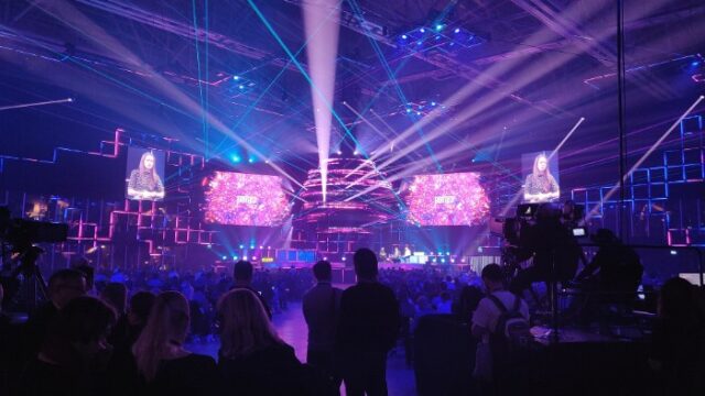 Slush conference stage, Helsinki A main stage during the Slush technology conference in Helsinki