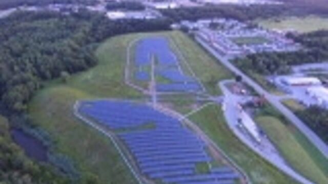 Aerial view of a utility-scale solar array