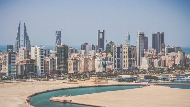 Manama skyline and waterfront, Bahrain Manama skyline and waterfront, Bahrain