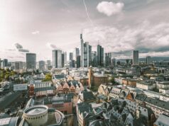 BaFin Fines Nomura 320,000 Euros Over Late Commerzbank Voting Rights Notifications The Frankfurt skyline and financial district seen from the air