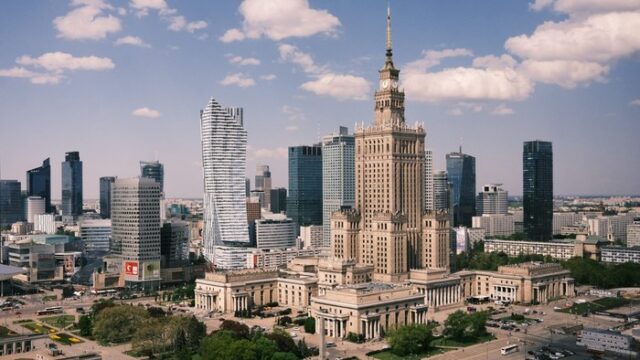 The Warsaw skyline in Poland